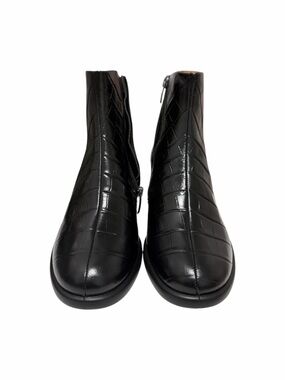 Ecco Black Reptile Leather Ankle Boots